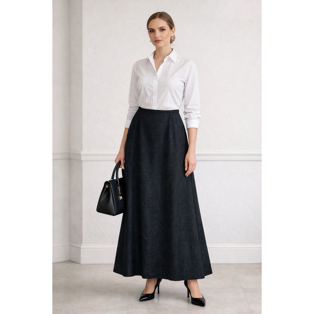 Talbots Dark Wool Maxi A‑Line Skirt Size 8 Made in USA